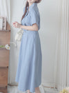 V Collar Casual Elegant Dress 疊領口口袋恤衫裙  / DS9956 (Navy sold out)