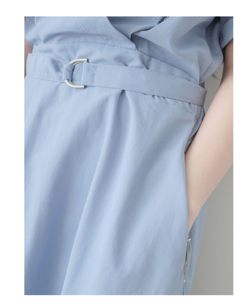 V Collar Casual Elegant Dress 疊領口口袋恤衫裙  / DS9956 (Navy sold out)