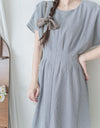Daily Audrey Dress 輕優雅低調小格子後橡筋連身裙 / DS9951 (Black Sold out)