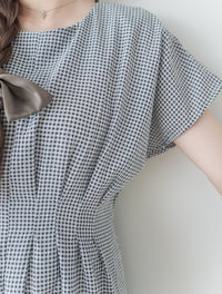 Daily Audrey Dress 輕優雅低調小格子後橡筋連身裙 / DS9951 (Black Sold out)