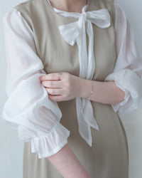 [intent label/intent製 ] Scarf Ribbon Blouse 微側蝴蝶結質感飄逸上衣/ BU9123