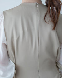 Button Waist Dress 輕復古雙鈕扣修腰背心裙/ DS1102