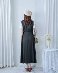 Button Waist Dress 輕復古雙鈕扣修腰背心裙/ DS1102