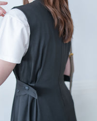 Button Waist Dress 輕復古雙鈕扣修腰背心裙/ DS1102
