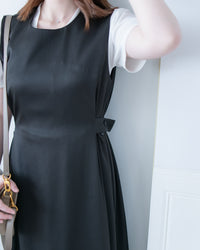 Button Waist Dress 輕復古雙鈕扣修腰背心裙/ DS1102