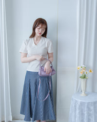 Side pinned V-Neck Tee 側抓褶後開叉V領上衣/ TP9216