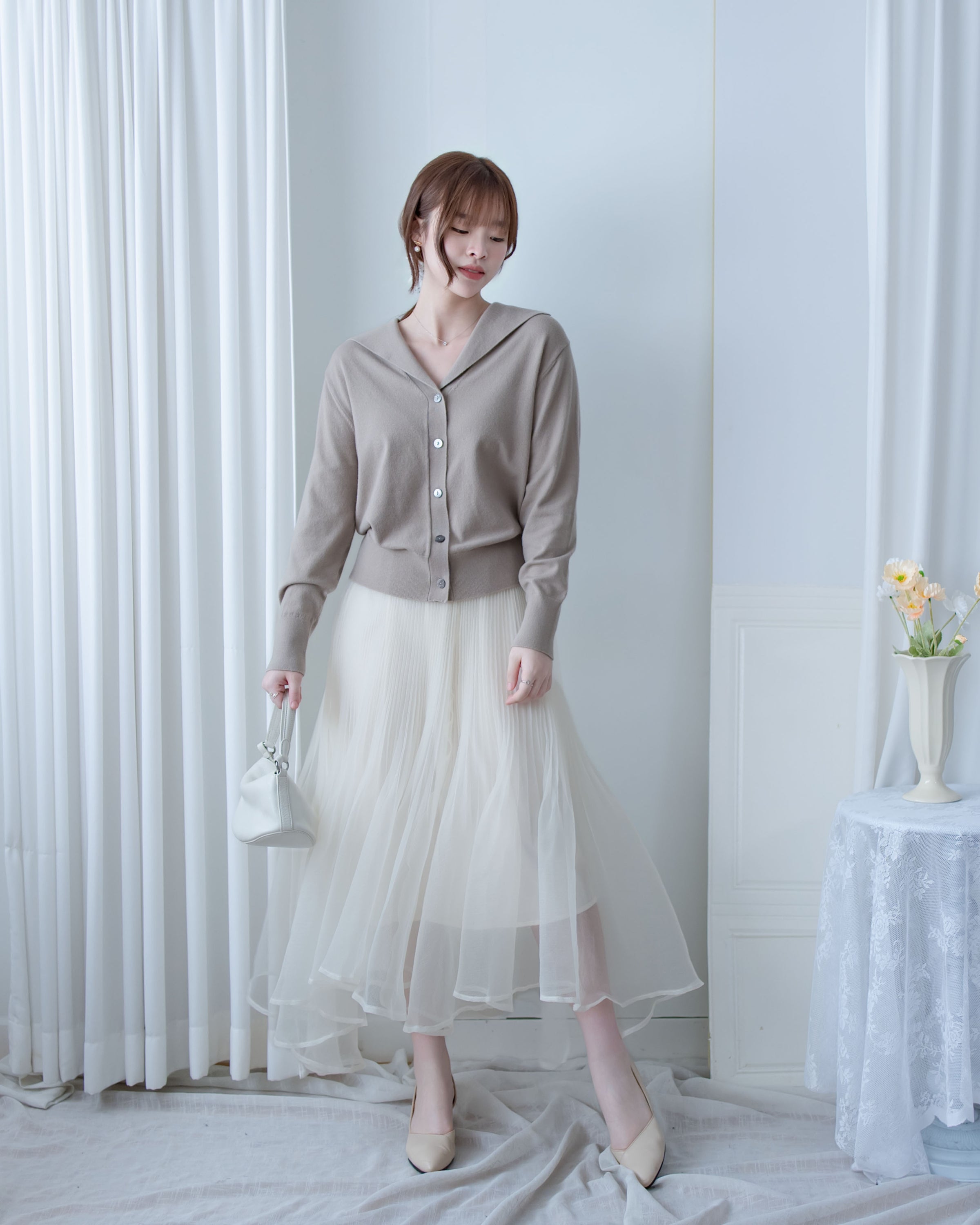 Collar Knit Cardigan 翻領針織棉棉外套或上衣/ TP9219