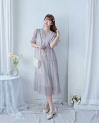 Glass Floral Dress 琉璃光感精緻小碎花連身裙/ DS1099