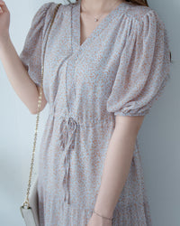 Glass Floral Dress 琉璃光感精緻小碎花連身裙/ DS1099