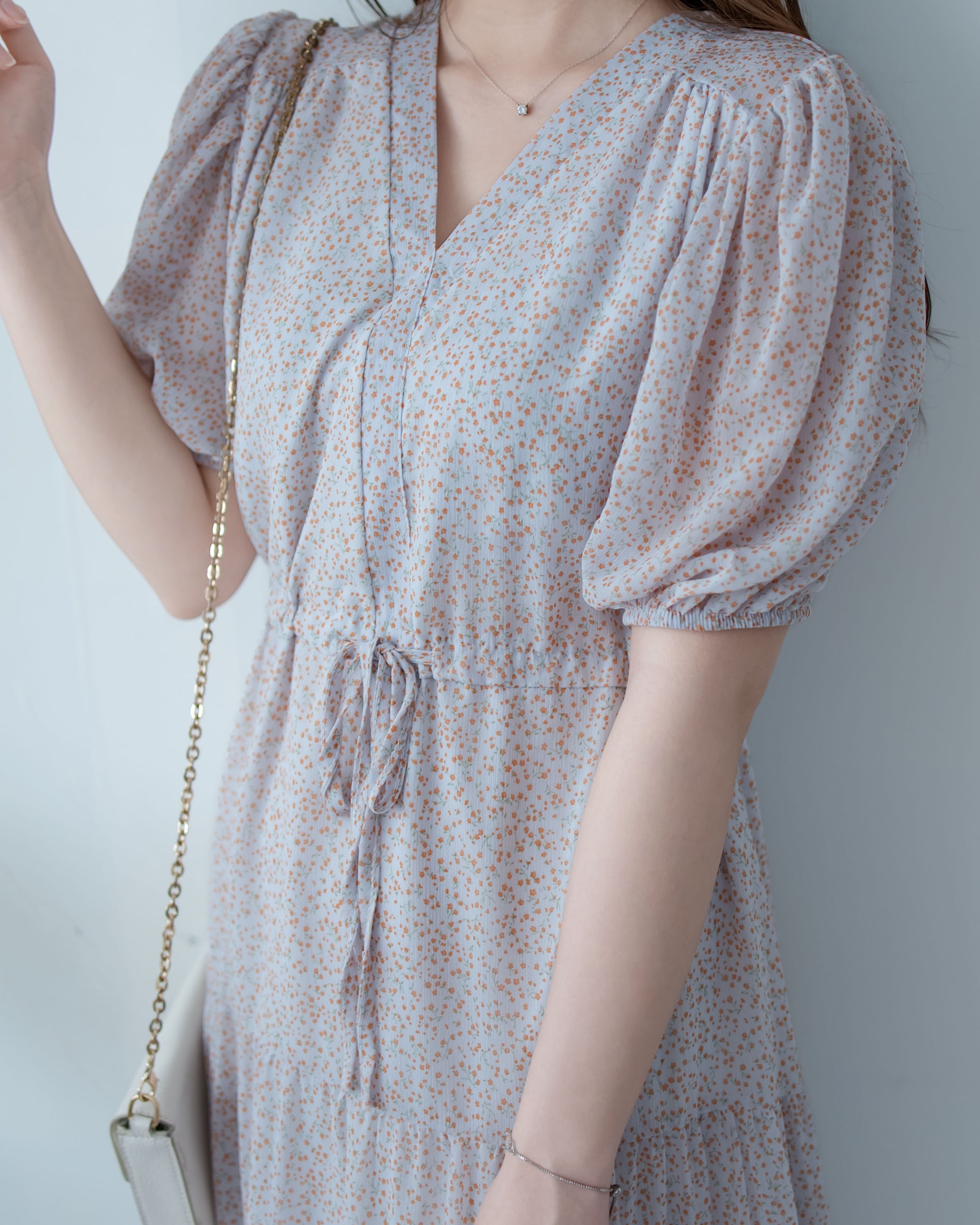 Glass Floral Dress 琉璃光感精緻小碎花連身裙/ DS1099