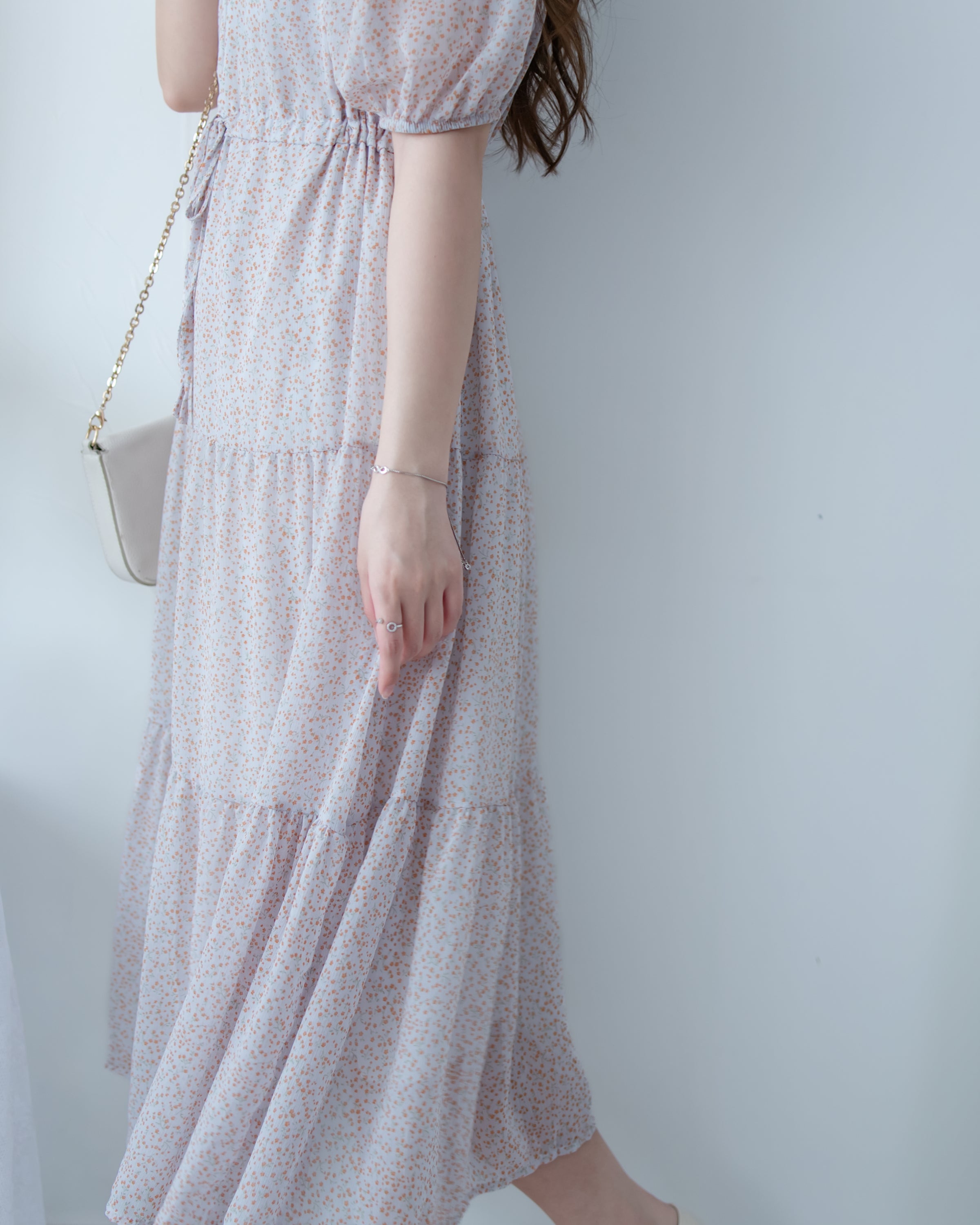 Glass Floral Dress 琉璃光感精緻小碎花連身裙/ DS1099