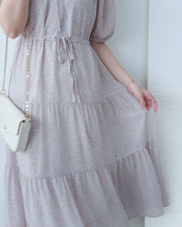 Glass Floral Dress 琉璃光感精緻小碎花連身裙/ DS1099