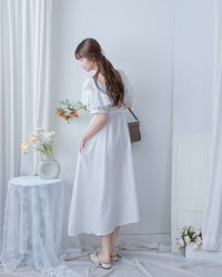 Ruffle Square Dress 荷葉方領隨性口袋修腰連衣裙/ DS1096