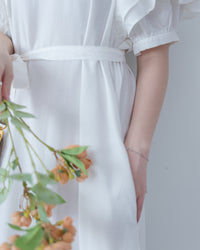 Ruffle Square Dress 荷葉方領隨性口袋修腰連衣裙/ DS1096