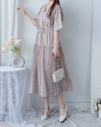 French Patterned Dress
 法式防皺直條紋印花連身裙/ DS1093