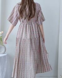 French Patterned Dress
 法式防皺直條紋印花連身裙/ DS1093