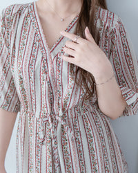 French Patterned Dress
 法式防皺直條紋印花連身裙/ DS1093