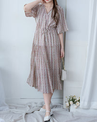 French Patterned Dress
 法式防皺直條紋印花連身裙/ DS1093