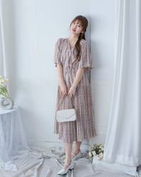 French Patterned Dress
 法式防皺直條紋印花連身裙/ DS1093