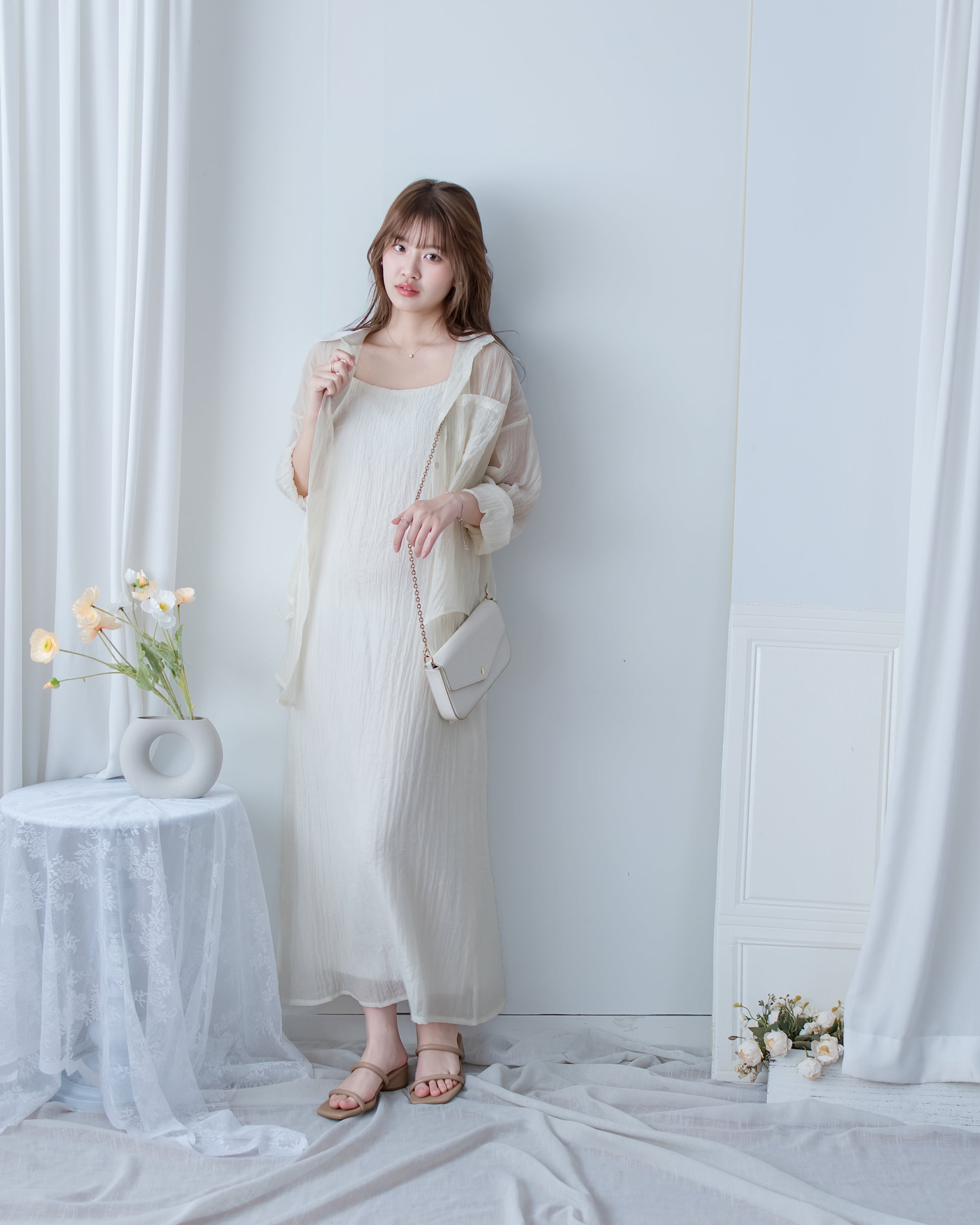 Vest Dress Set 輕盈紋理吊帶連身裙套裝/ SE8110