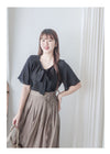 Square Ribbon 雪紡方領絲帶傘袖, Blouse/ BU8964