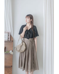 Square Ribbon 雪紡方領絲帶傘袖, Blouse/ BU8964