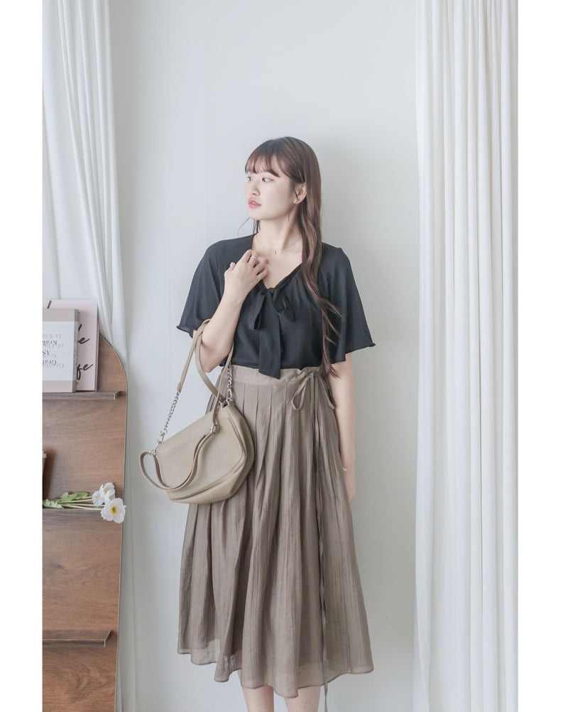 Square Ribbon 雪紡方領絲帶傘袖, Blouse/ BU8964