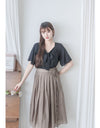 Square Ribbon 雪紡方領絲帶傘袖, Blouse/ BU8964