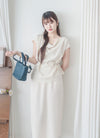 Beige Belt Blouse 高質感素色設計腰帶上衣 / TP9165
