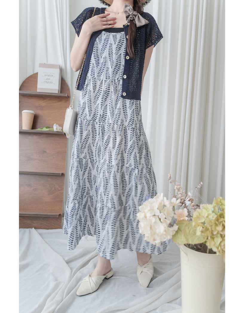Olive Branches Dress 自然氣質橄欖枝圖案吊帶裙/ DS9944