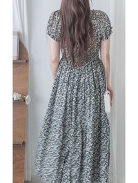 Shadow Floral Dress 黑白影子印花修腰連身裙/ DS9953
