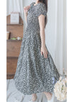Shadow Floral Dress 黑白影子印花修腰連身裙/ DS9953