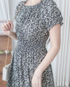 Shadow Floral Dress 黑白影子印花修腰連身裙/ DS9953