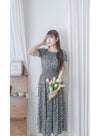 Shadow Floral Dress 黑白影子印花修腰連身裙/ DS9953