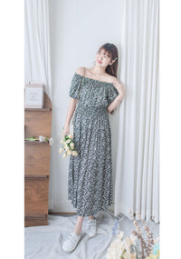 Shadow Floral Dress 黑白影子印花修腰連身裙/ DS9953