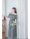 Shadow Floral Dress 黑白影子印花修腰連身裙/ DS9953
