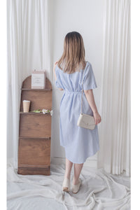 [限量現貨回歸]   French Blue Shirt Dress  法式藍白直條紋口袋連身裙/ DS9955