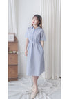 [限量現貨回歸]   French Blue Shirt Dress  法式藍白直條紋口袋連身裙/ DS9955