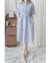 [限量現貨回歸]   French Blue Shirt Dress  法式藍白直條紋口袋連身裙/ DS9955