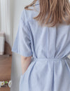 [限量現貨回歸]   French Blue Shirt Dress  法式藍白直條紋口袋連身裙/ DS9955