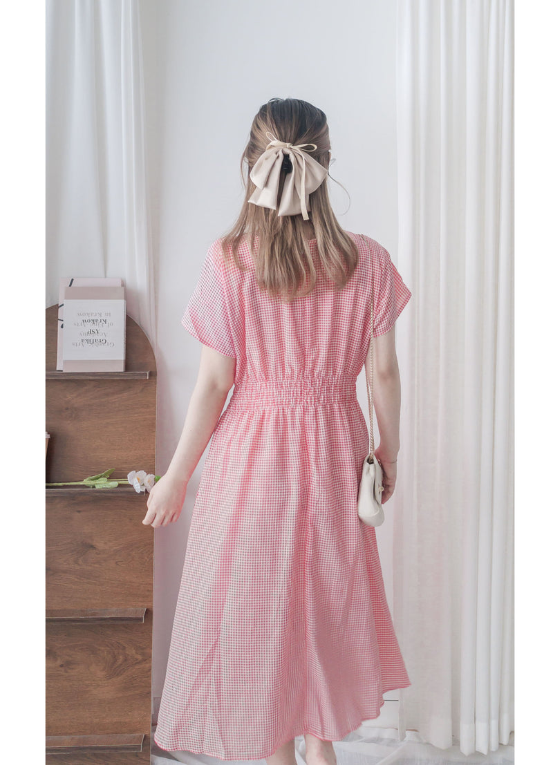 Daily Audrey Dress 輕優雅低調小格子後橡筋連身裙 / DS9951 (Black Sold out)