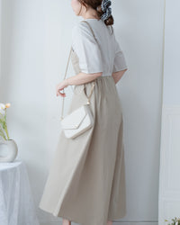Spliced Beige Dress 拼接立體層次彈性修腰連身裙/ DS1097(pre-order)
