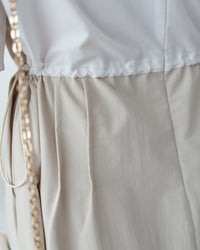 Spliced Beige Dress 拼接立體層次彈性修腰連身裙/ DS1097(pre-order)