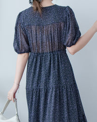 Glass Floral Dress 琉璃光感精緻小碎花連身裙/ DS1099