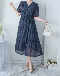 Glass Floral Dress 琉璃光感精緻小碎花連身裙/ DS1099