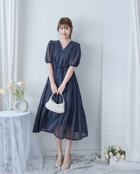 Glass Floral Dress 琉璃光感精緻小碎花連身裙/ DS1099