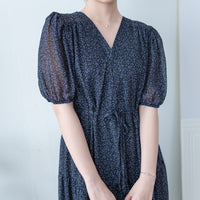 Glass Floral Dress 琉璃光感精緻小碎花連身裙/ DS1099