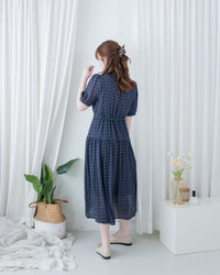 Square Palette Dress 幾何圖案珍珠後扣層次連身裙/ DS1104