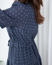 Square Palette Dress 幾何圖案珍珠後扣層次連身裙/ DS1104