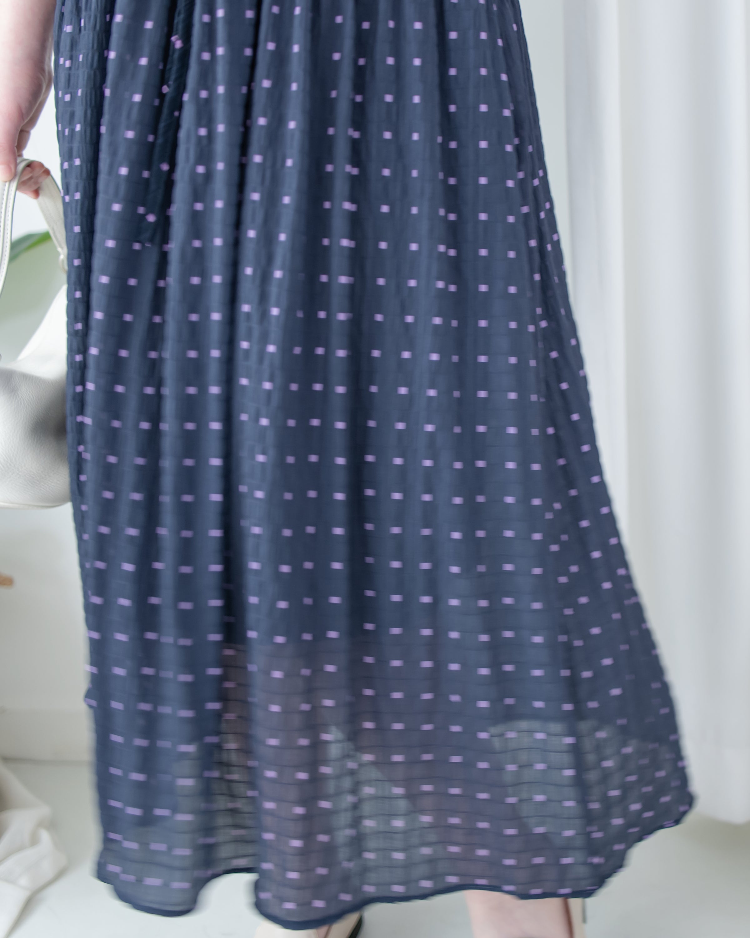Square Palette Dress 幾何圖案珍珠後扣層次連身裙/ DS1104